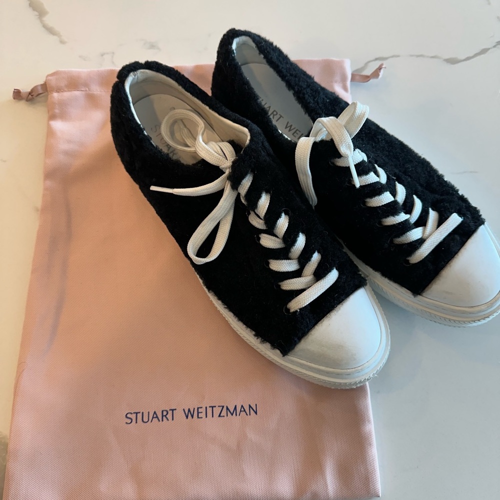 Stuart Weitzman Black Sherpa Sneakers